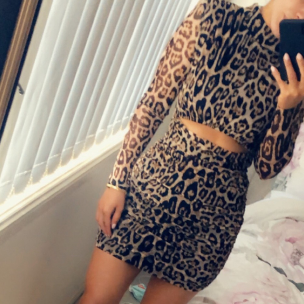 Leopard open rib dress - Picture 1 of 2